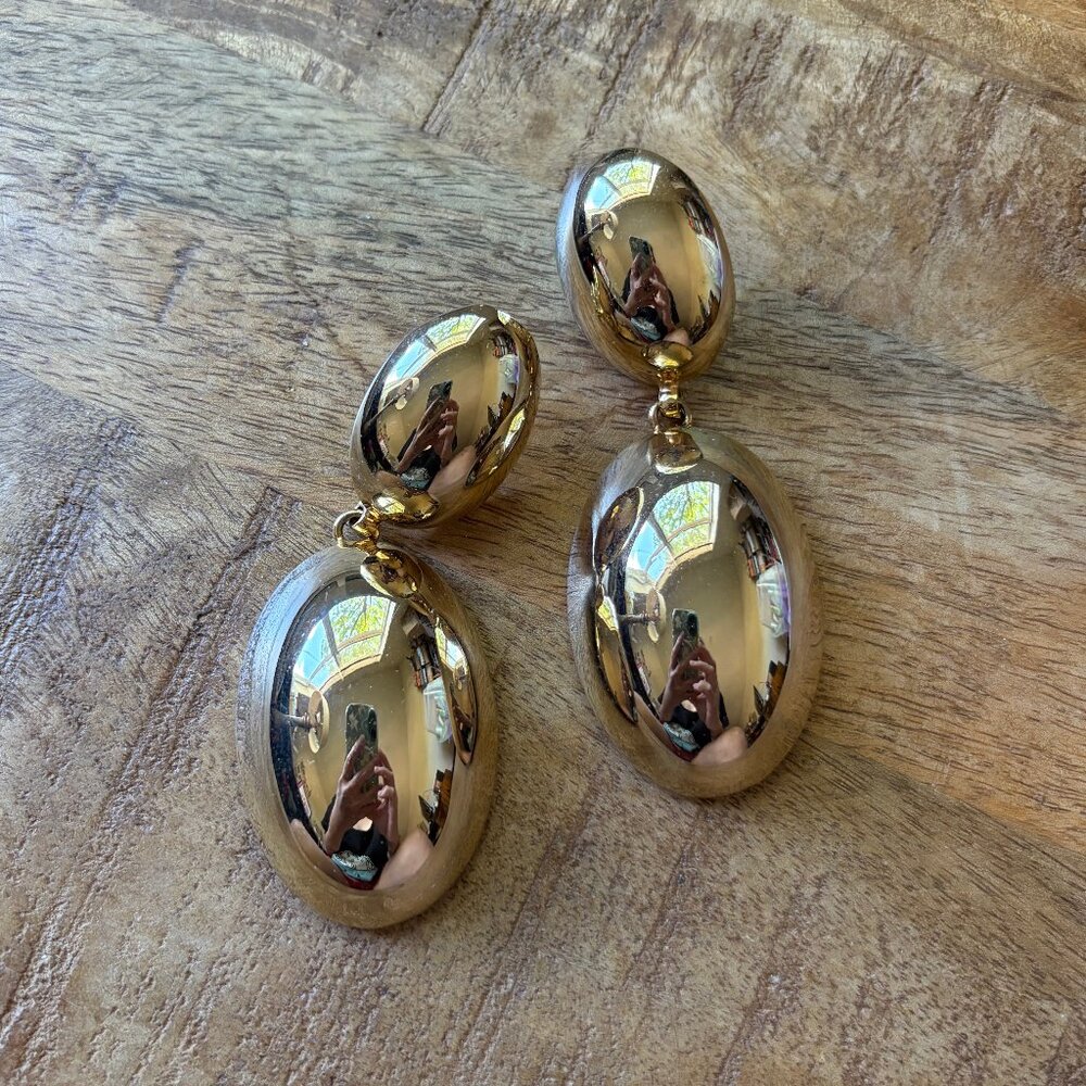 Goldtone Hollow Dangle Clip-On Earrings